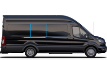 Load image into Gallery viewer, Stelletek Mid-Passenger Window Covers for Mid- and High-Top Ford Transit Vans — Sold in Pairs