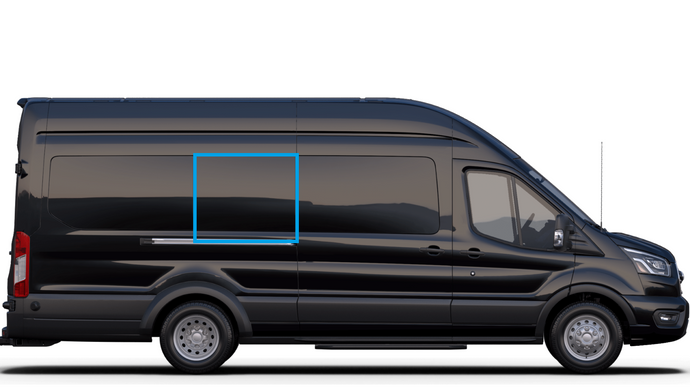 Stelletek Mid-Passenger Window Covers for Mid- and High-Top Ford Transit Vans — Sold in Pairs