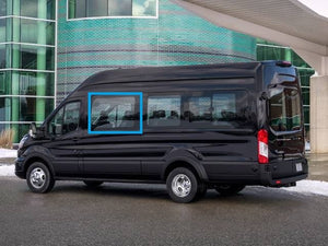 Stelletek Driver Side Crew Window Cover for Mid- and High-Top Ford Transit Passenger Vans