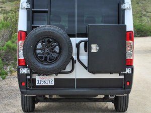 Aluminess Rear Door-Mounted Storage Box and Tire Racks for 2013 and newer RAM Promaster Vans — Estimated led time ~4 to 6 weeks
