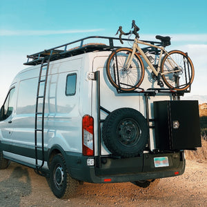 Aluminess Rear Door Hinge-mounted Passenger-side Bike Rack for 2015 and newer Ford Transit Vans  — most ship within 2 weeks