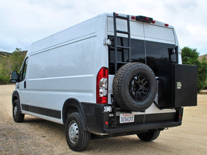 Aluminess Rear Door-Mounted Ladder and Ladder/Tire Rack Combo for High Roof 2013 and Newer RAM Promaster Vans — most ship within 2 weeks