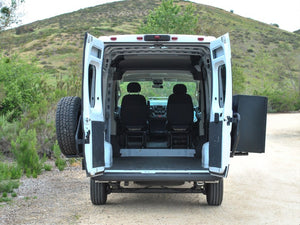 Aluminess Rear Door-Mounted Ladder and Ladder/Tire Rack Combo for High Roof 2013 and Newer RAM Promaster Vans — Estimated lead time ~4 to 6 weeks