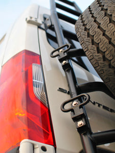Aluminess Rear Door Ladder and Tire Rack Combo for Mercedes Sprinter Vans — 2019 and newer — Lead time 4 to 6 weeks