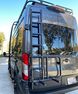 Aluminess Rear Door Ladder and Tire Rack Combo for Ford Transit Vans — 2015 and newer — Lead time estimated 4 to 6 weeks